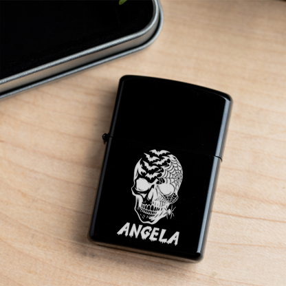 Personalized Halloween Skull Lighter | Custom Name Refillable Lighter | Gothic Skull Gift | Spooky Engraved Lighter | Halloween Pocket Lighter