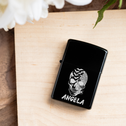 Personalized Halloween Skull Lighter | Custom Name Refillable Lighter | Gothic Skull Gift | Spooky Engraved Lighter | Halloween Pocket Lighter