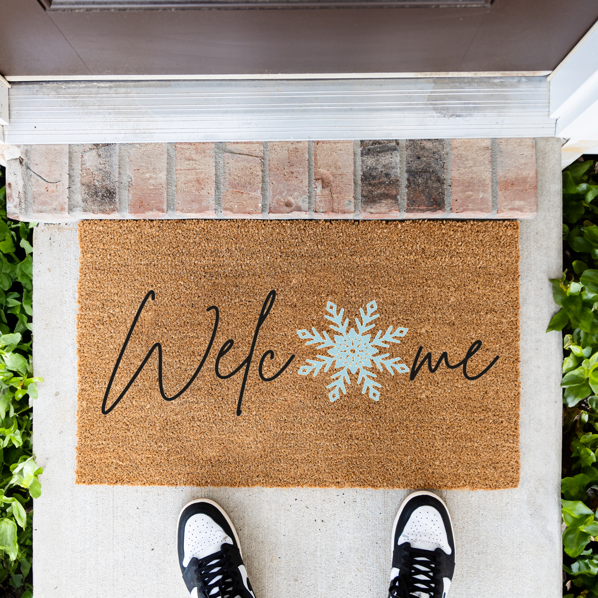 Welcome Winter Doormat, Snowflake Design, Durable Coir, Perfect Holiday Decor