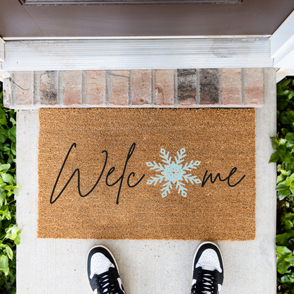 Welcome Winter Doormat, Snowflake Design, Durable Coir, Perfect Holiday Decor