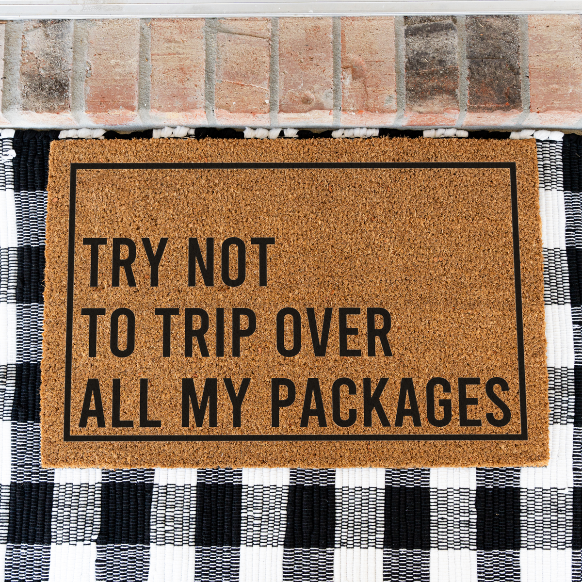 Funny Doormat, Try Not to Trip Over All My Packages Welcome Mat, Package Lover Door Mat, Online Shopper Gift, Front Porch Decor