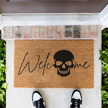 Welcome Skull Doormat | Gothic Halloween Welcome Mat | Spooky Front Door Mat | Skull Housewarming Gift | Gothic Home Decor | Fall Entry Rug
