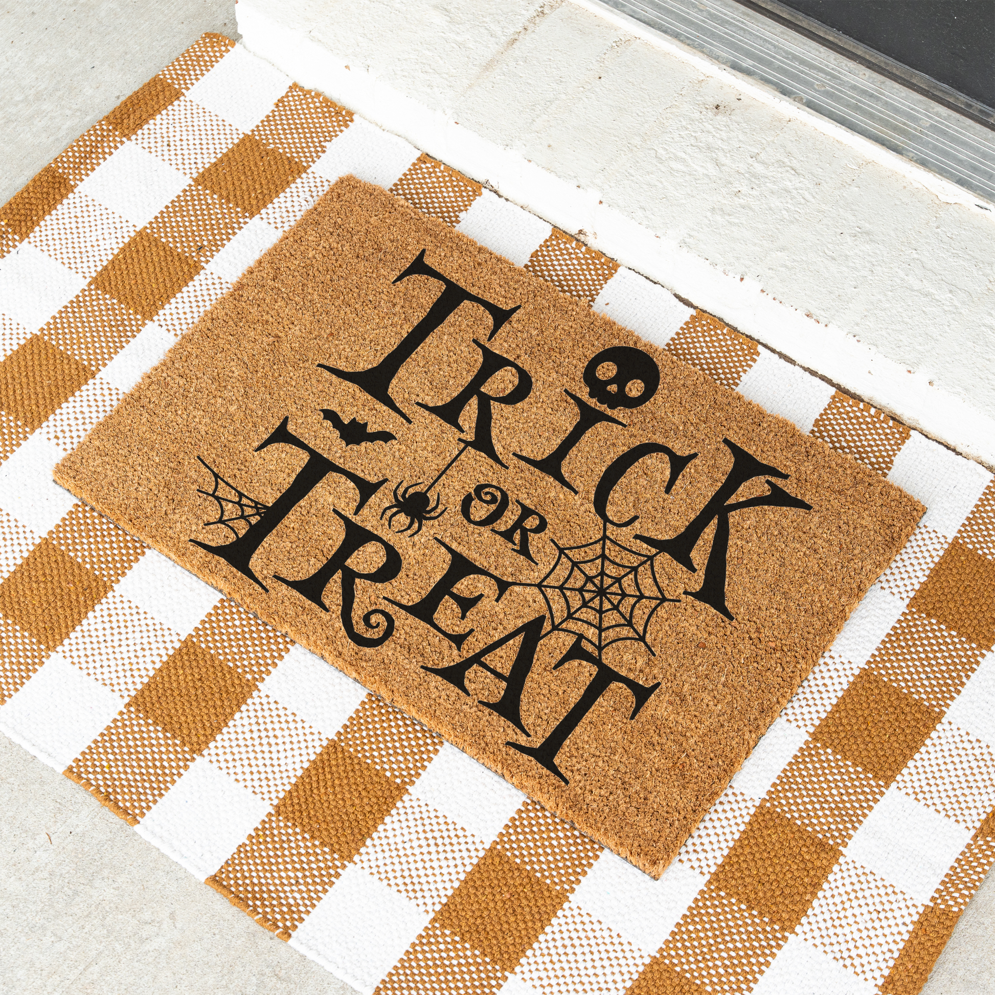 Trick or Treat Halloween Doormat | Spooky Welcome Mat | Halloween Front Door Decor | Fall Porch Decoration | Cute Halloween Entry Rug
