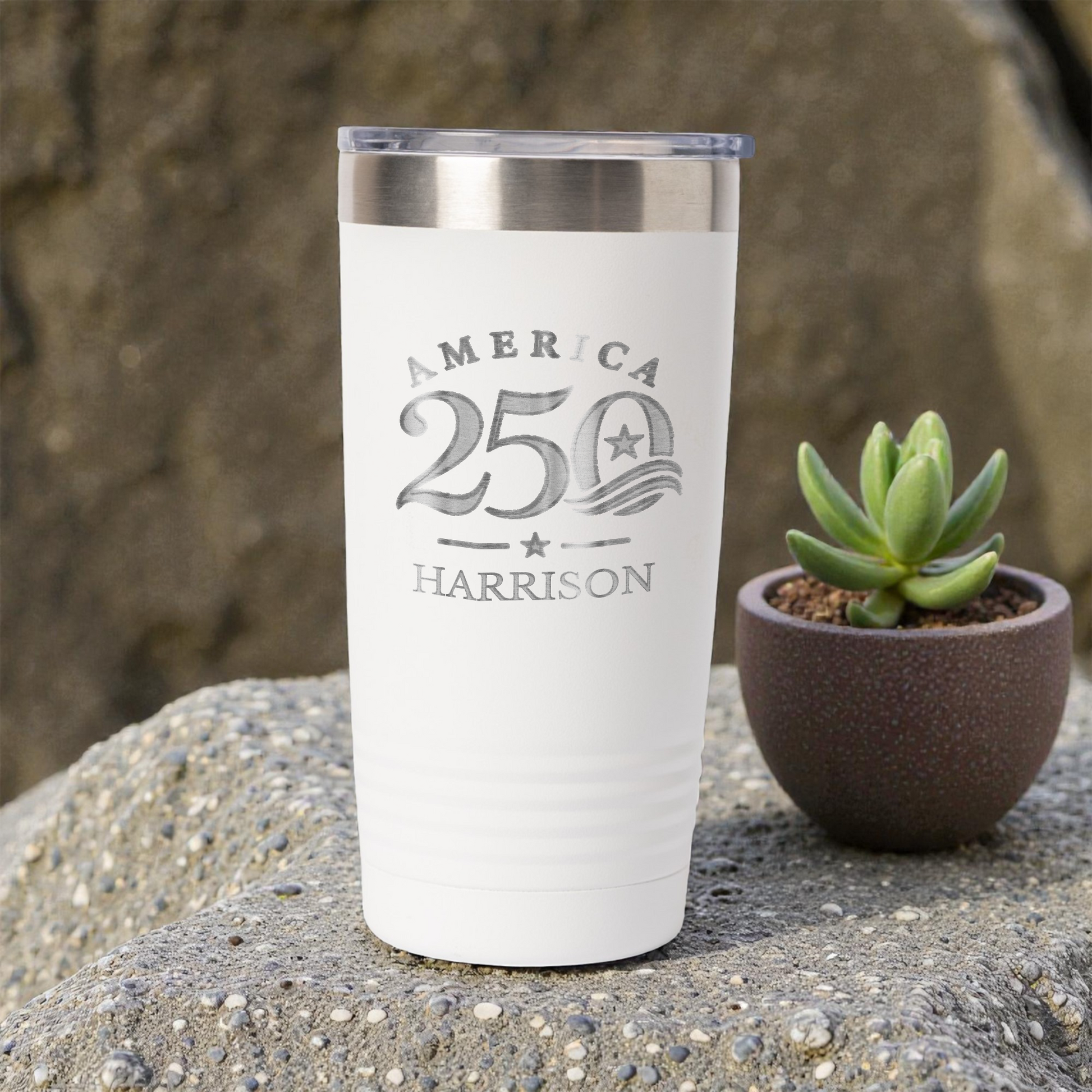 Custom America 250 20oz Stainless Steel Tumbler, Personalized Engraved America 250 4th of July Tumbler