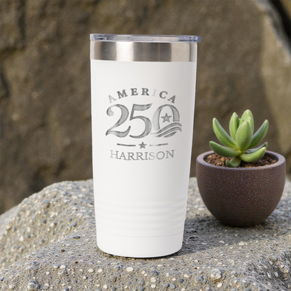 Custom America 250 20oz Stainless Steel Tumbler, Personalized Engraved America 250 4th of July Tumbler