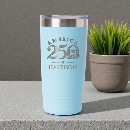 Custom America 250 20oz Stainless Steel Tumbler, Personalized Engraved America 250 4th of July Tumbler