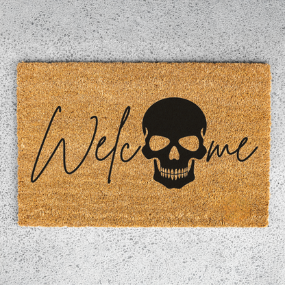 Welcome Skull Doormat | Gothic Halloween Welcome Mat | Spooky Front Door Mat | Skull Housewarming Gift | Gothic Home Decor | Fall Entry Rug