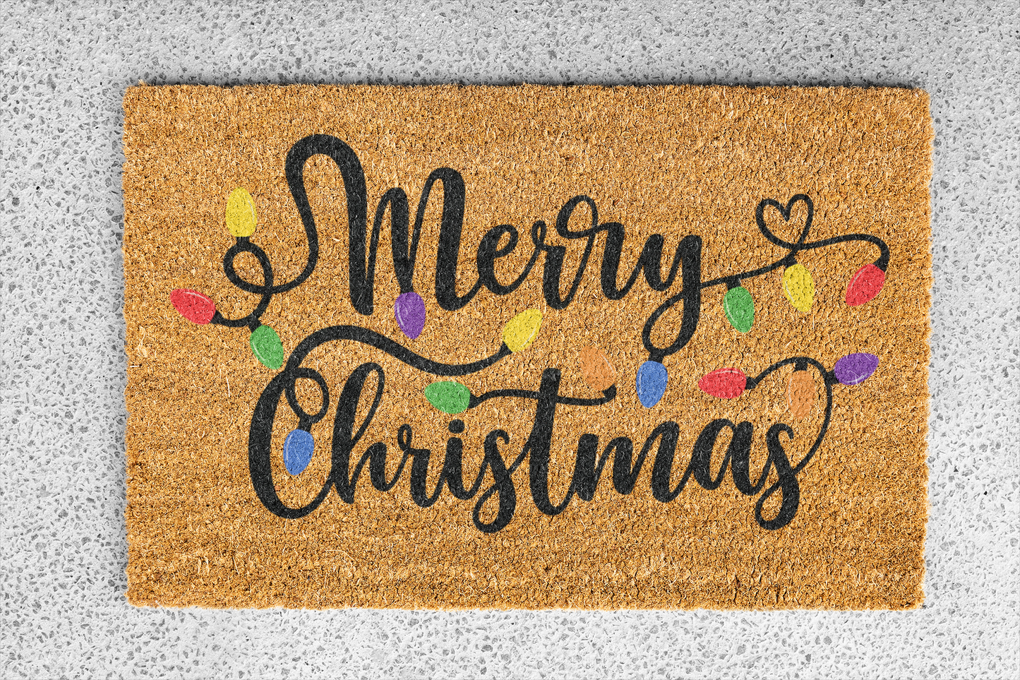 Festive Merry Christmas Doormat with Colorful Lights