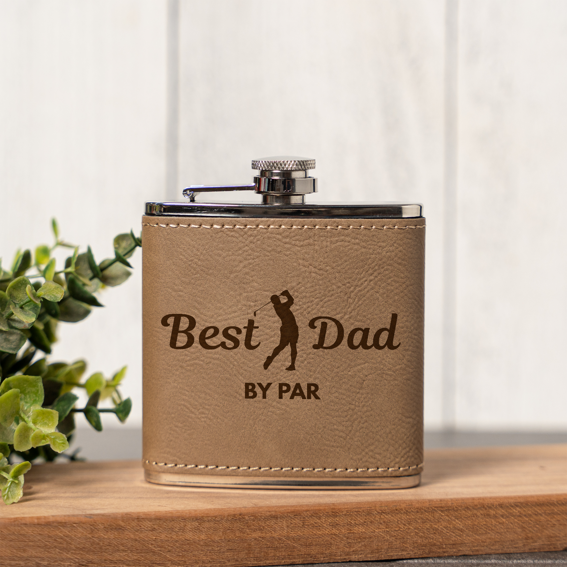 Best Dad by Par - 6oz Leather Wrapped Flask