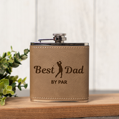 Best Dad by Par - 6oz Leather Wrapped Flask