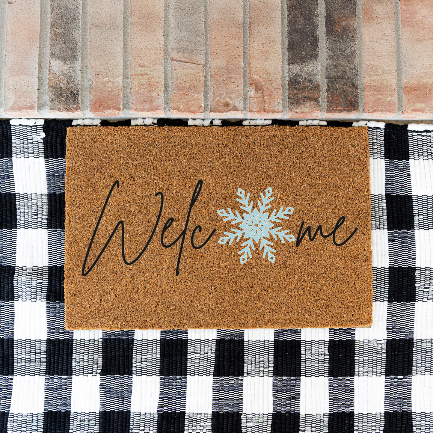 Welcome Winter Doormat, Snowflake Design, Durable Coir, Perfect Holiday Decor