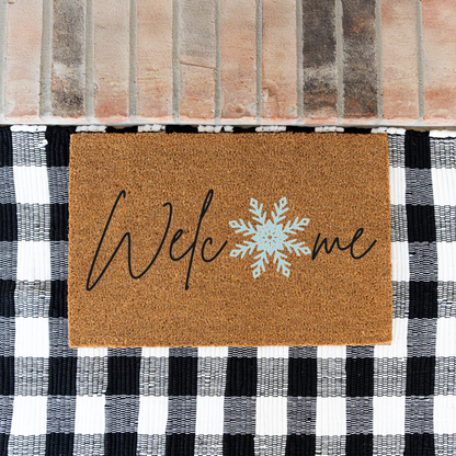 Welcome Winter Doormat, Snowflake Design, Durable Coir, Perfect Holiday Decor