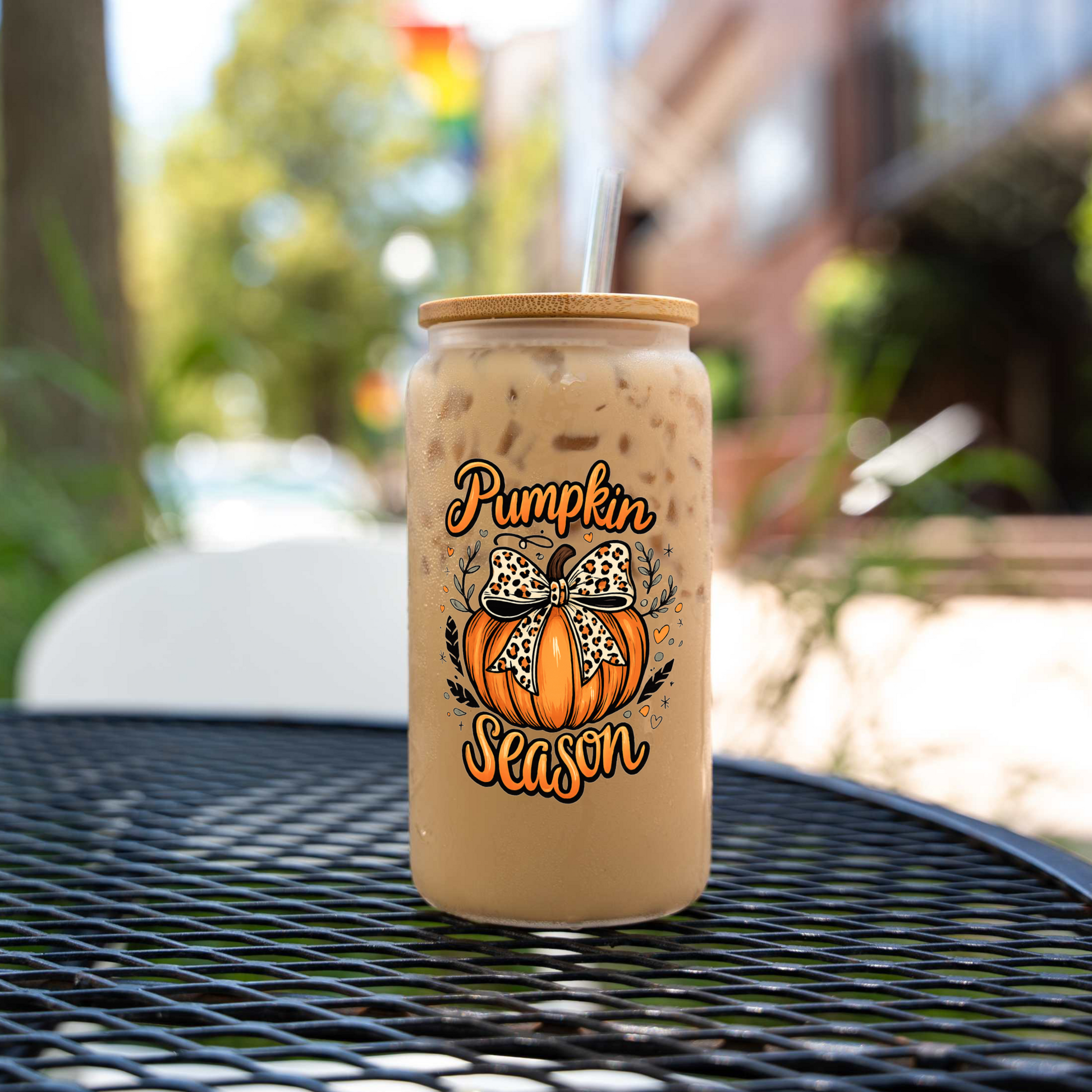 16oz Pumpkin Season Glass Coffee Can