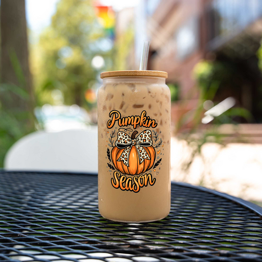 16oz Pumpkin Season Glass Coffee Can