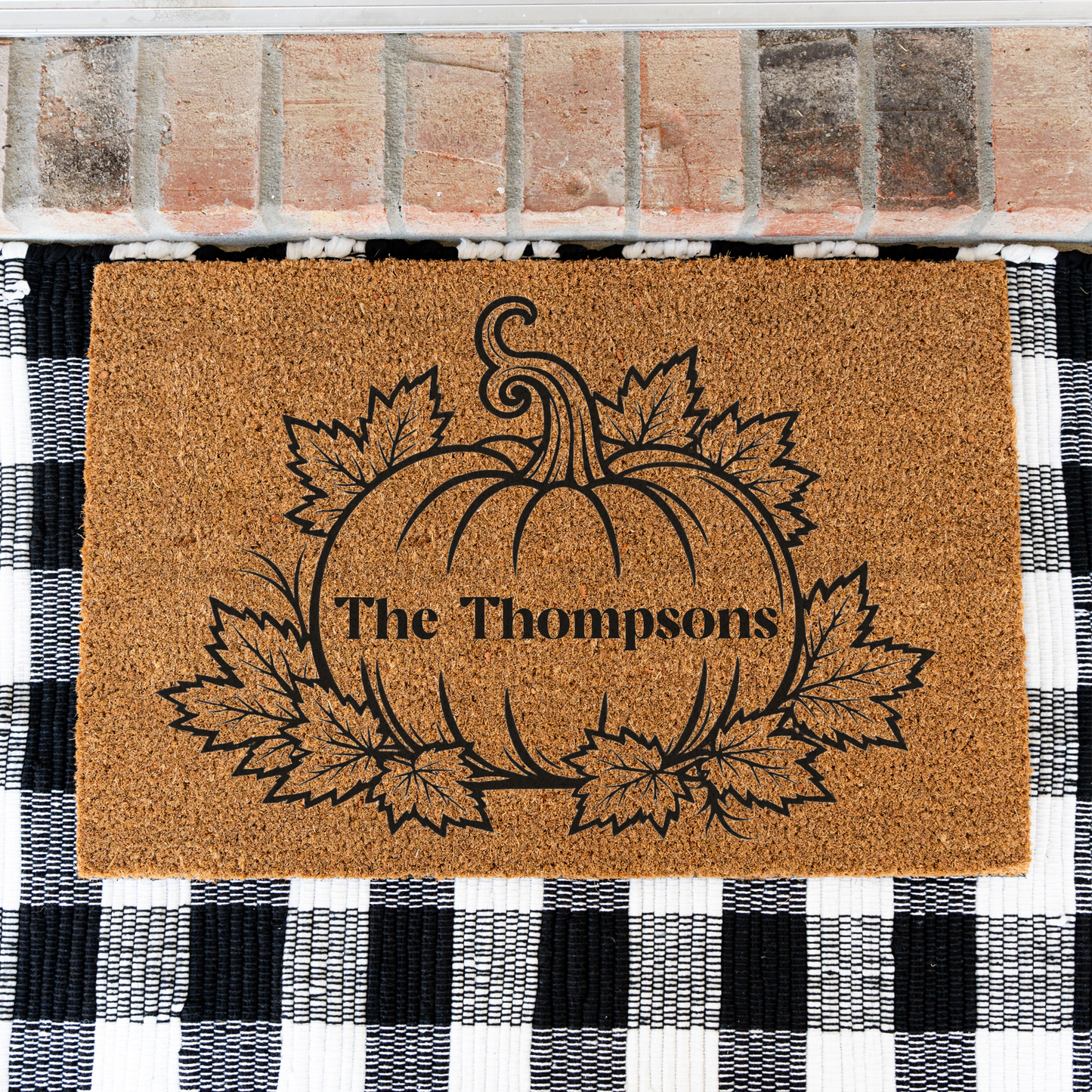 Personalized Pumpkin Doormat, Custom Family Name Fall Doormat, Autumn Welcome Mat, Thanksgiving Porch Decor, Housewarming Gift