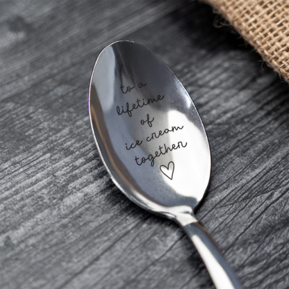 'To A Lifetime of Ice Cream Together' - Engraved Spoon