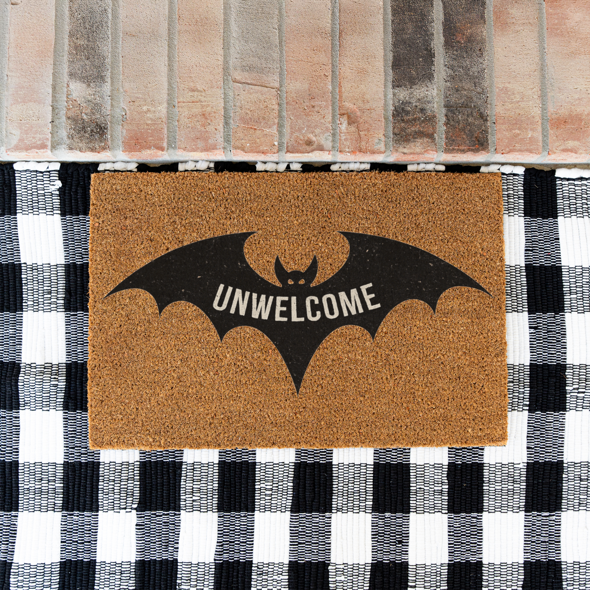 Funny Bat Doormat, Unwelcome Mat, Halloween Decor, Spooky Home Entry