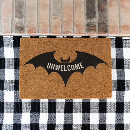 Funny Bat Doormat, Unwelcome Mat, Halloween Decor, Spooky Home Entry