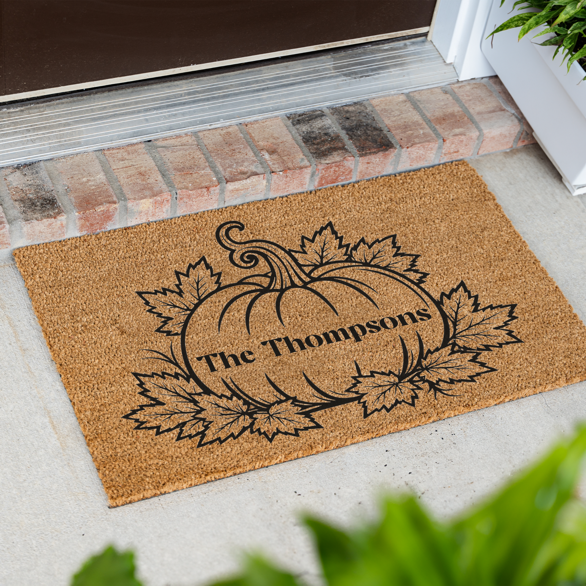 Personalized Pumpkin Doormat, Custom Family Name Fall Doormat, Autumn Welcome Mat, Thanksgiving Porch Decor, Housewarming Gift