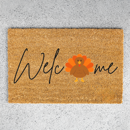 Thanksgiving Welcome Doormat, Turkey Design, Indoor Outdoor Decor
