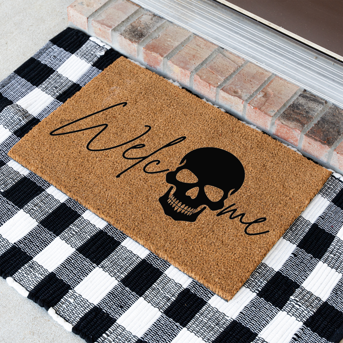 Welcome Skull Doormat | Gothic Halloween Welcome Mat | Spooky Front Door Mat | Skull Housewarming Gift | Gothic Home Decor | Fall Entry Rug