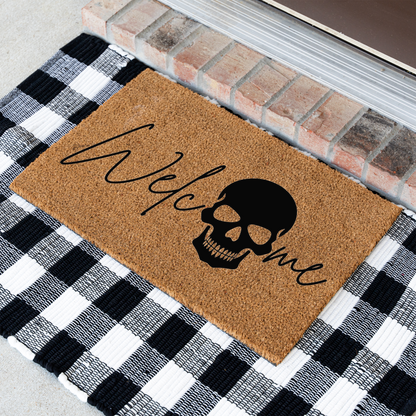 Welcome Skull Doormat | Gothic Halloween Welcome Mat | Spooky Front Door Mat | Skull Housewarming Gift | Gothic Home Decor | Fall Entry Rug