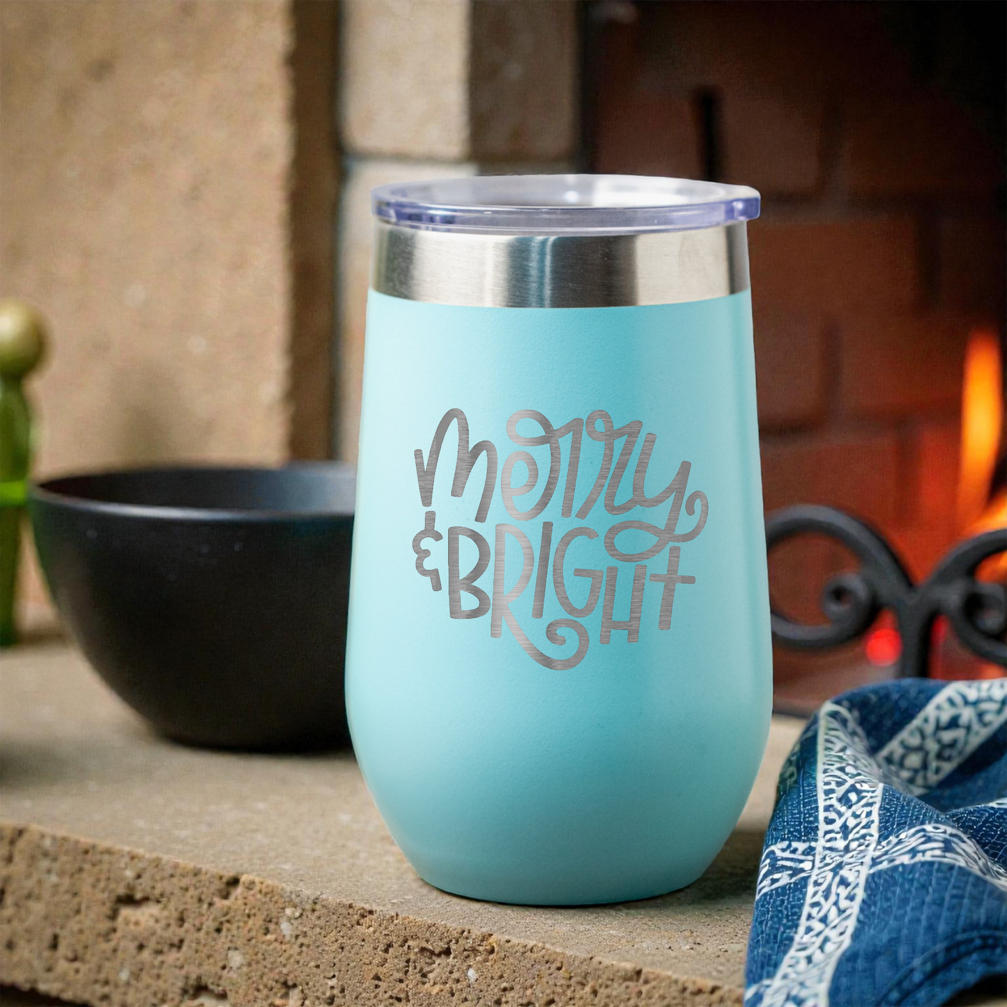 Merry & Bright - 16oz Stainless Steel Wine Tumbler