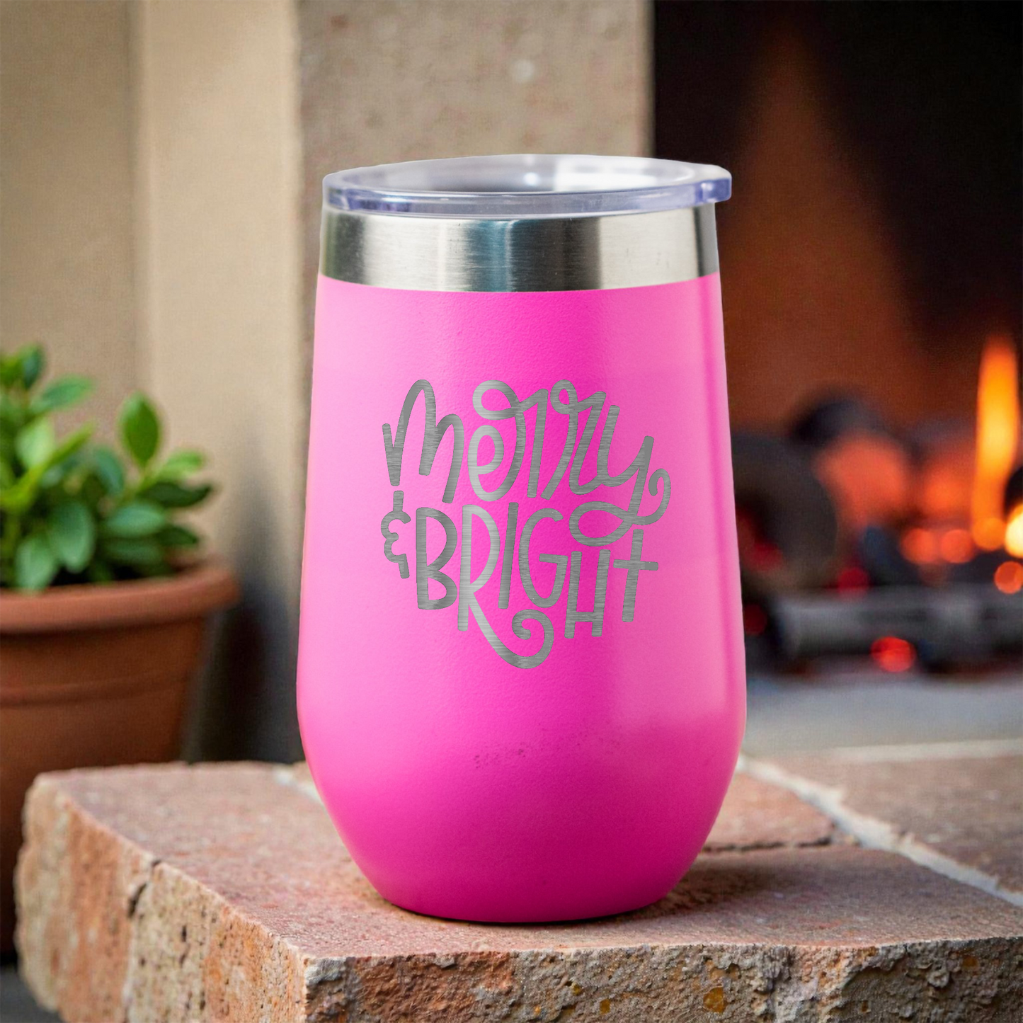 Merry & Bright - 16oz Stainless Steel Wine Tumbler