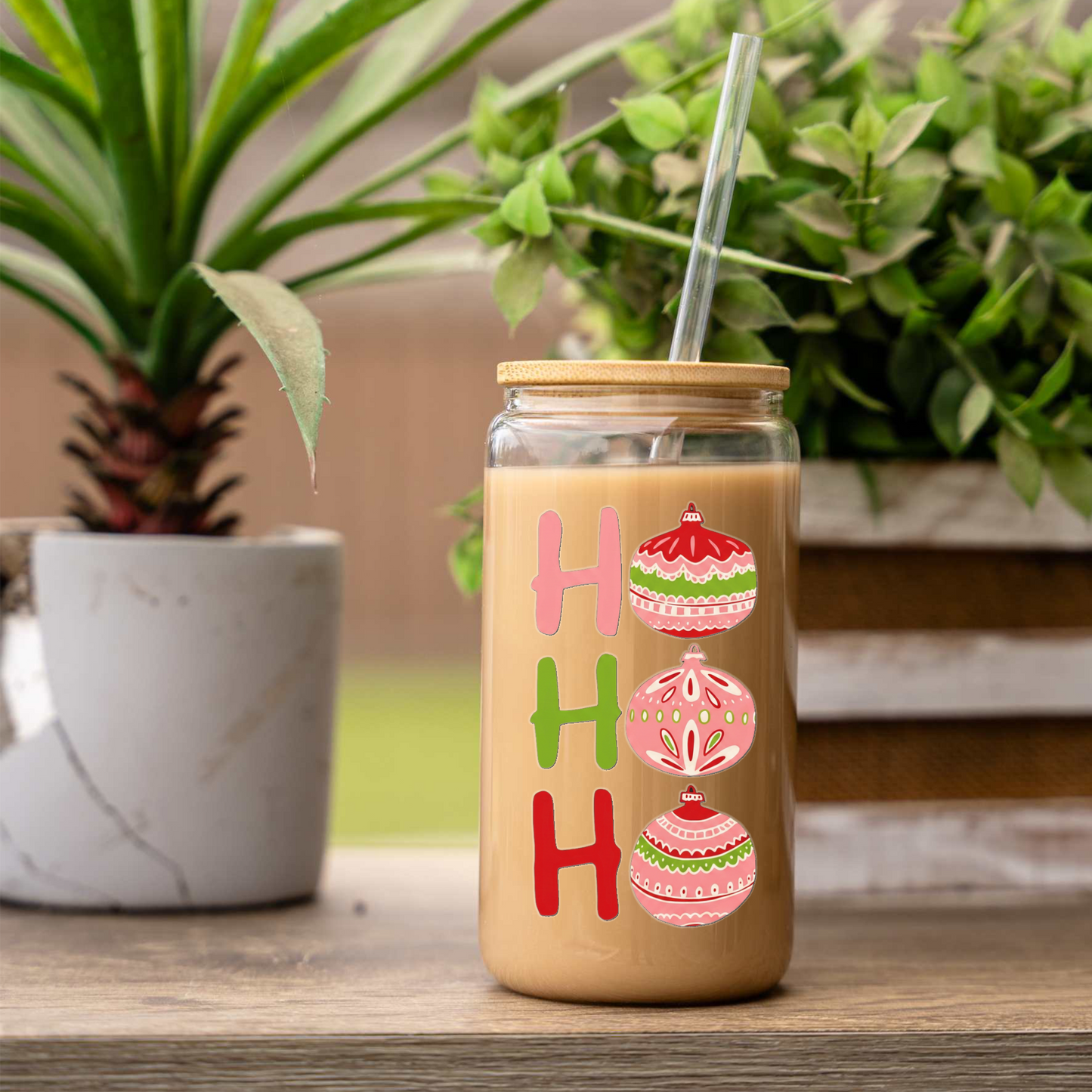 16oz Holiday Cheer Glass Coffee Can
