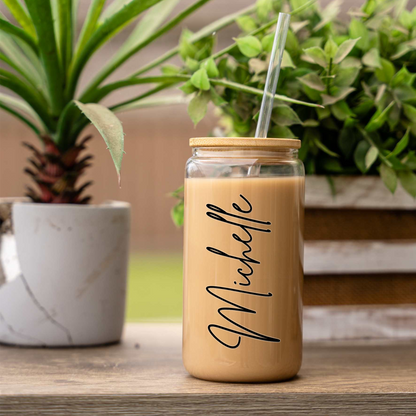 Personalized 16oz Glass Coffee Can