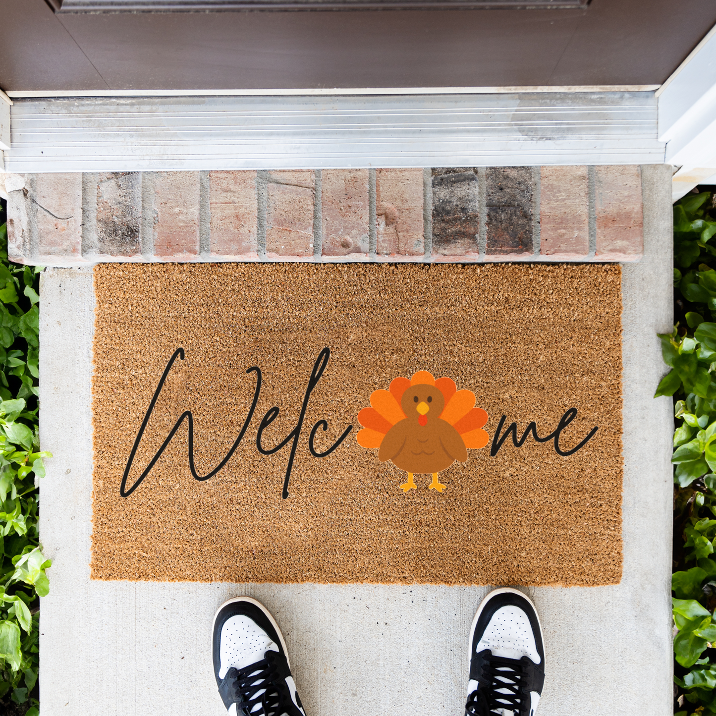 Thanksgiving Welcome Doormat, Turkey Design, Indoor Outdoor Decor