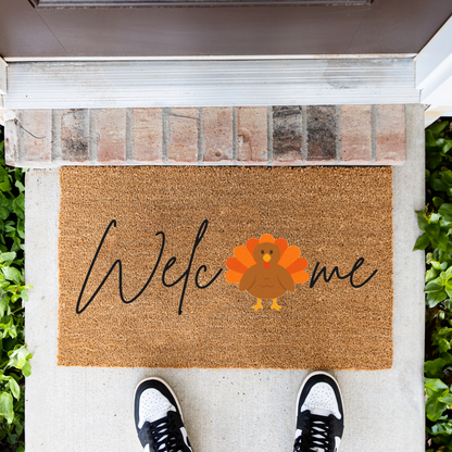 Thanksgiving Welcome Doormat, Turkey Design, Indoor Outdoor Decor