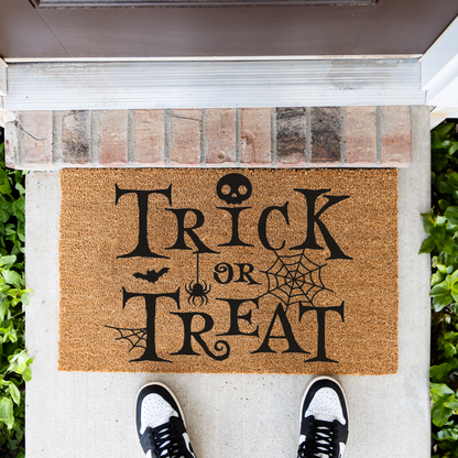 Trick or Treat Halloween Doormat | Spooky Welcome Mat | Halloween Front Door Decor | Fall Porch Decoration | Cute Halloween Entry Rug