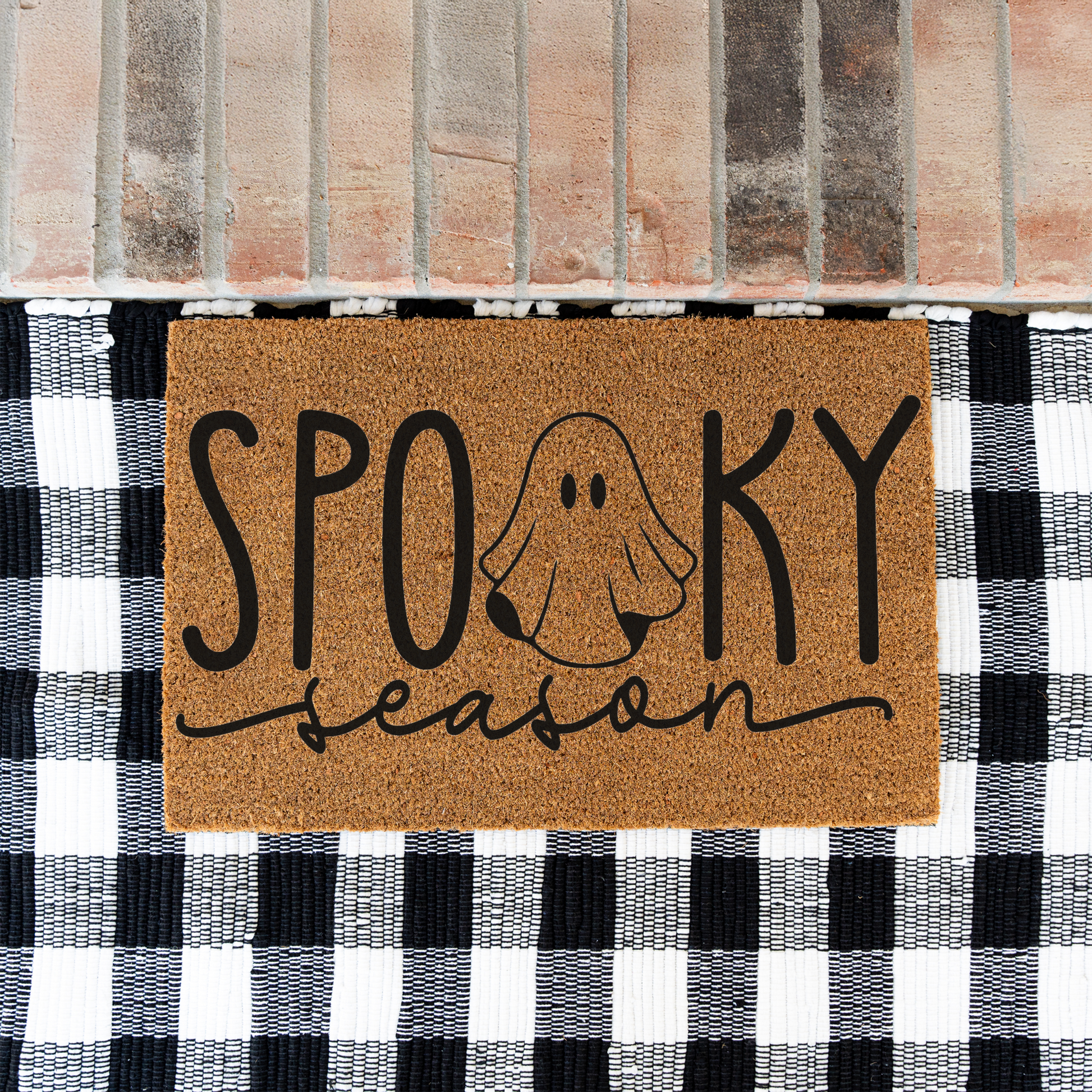 Spooky Season Halloween Doormat | Ghost Welcome Mat | Cute Halloween Front Door Decor | Fall Porch Decoration | Seasonal Entryway Rug