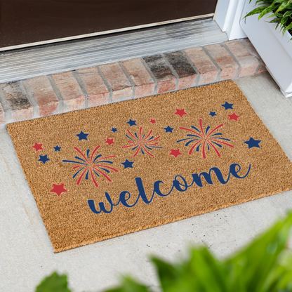 Patriotic Fireworks Welcome Doormat
