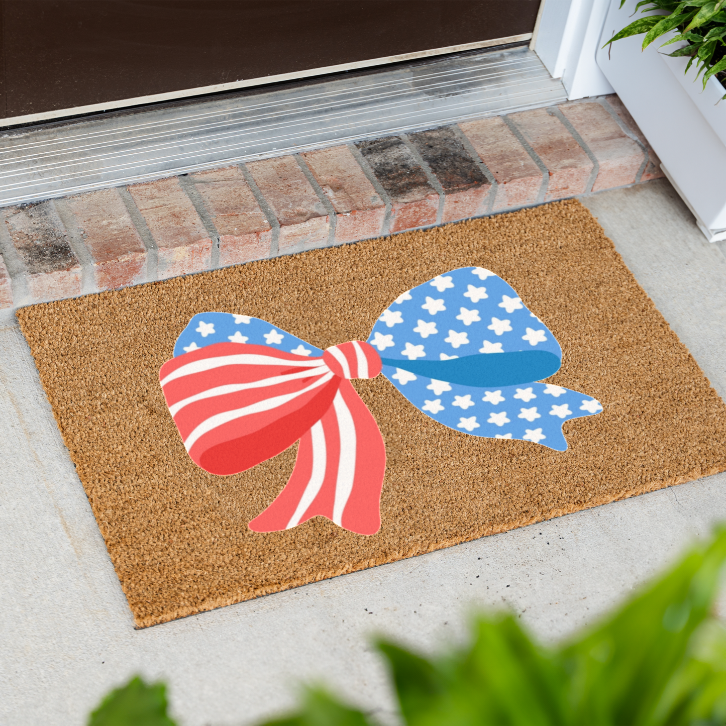 Patriotic Bow July 4th Doormat