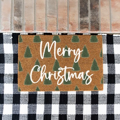 'Merry Christmas' Doormat with Christmas Trees