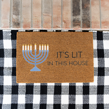 Festive Hanukkah Menorah Doormat