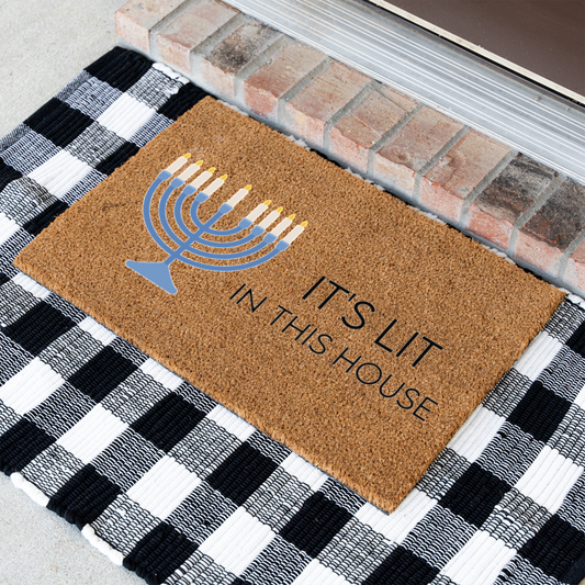 Festive Hanukkah Menorah Doormat