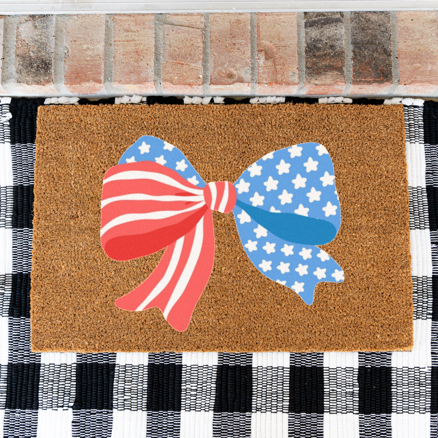 Patriotic Bow July 4th Doormat