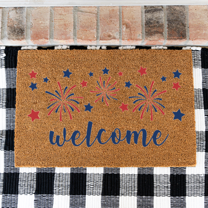 Patriotic Fireworks Welcome Doormat