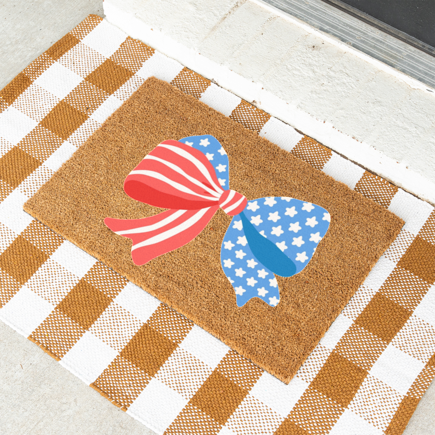 Patriotic Bow July 4th Doormat