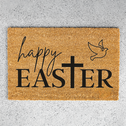 Happy Easter Dove and Cross Doormat