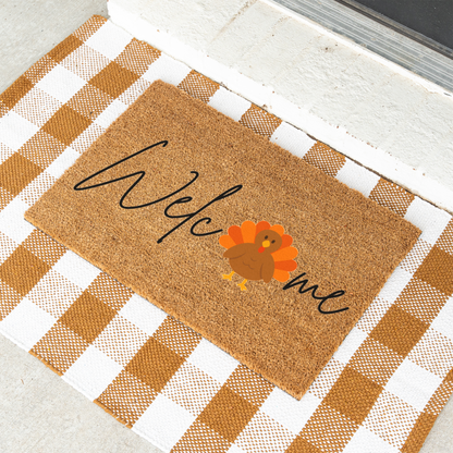 Thanksgiving Welcome Doormat, Turkey Design, Indoor Outdoor Decor