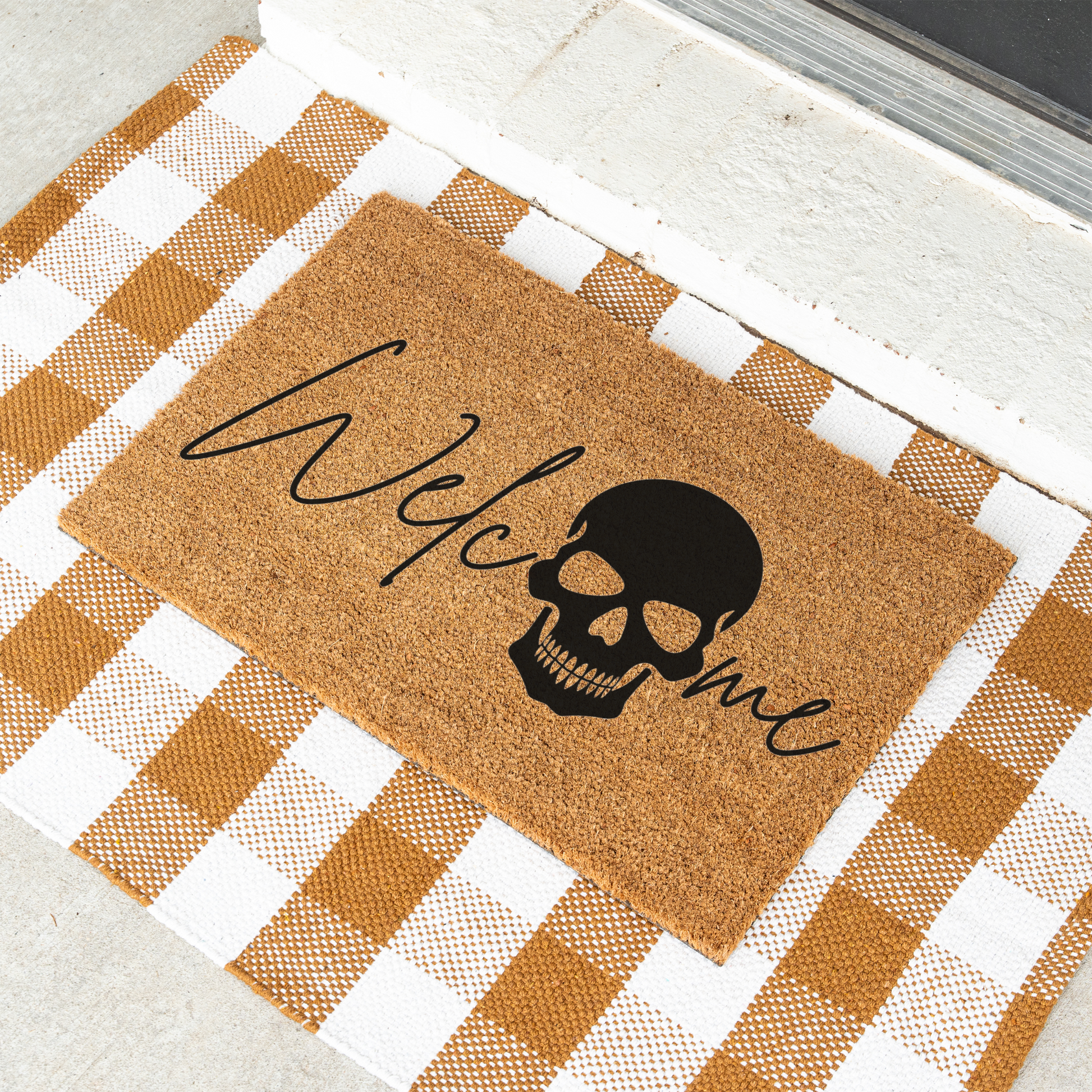 Welcome Skull Doormat | Gothic Halloween Welcome Mat | Spooky Front Door Mat | Skull Housewarming Gift | Gothic Home Decor | Fall Entry Rug