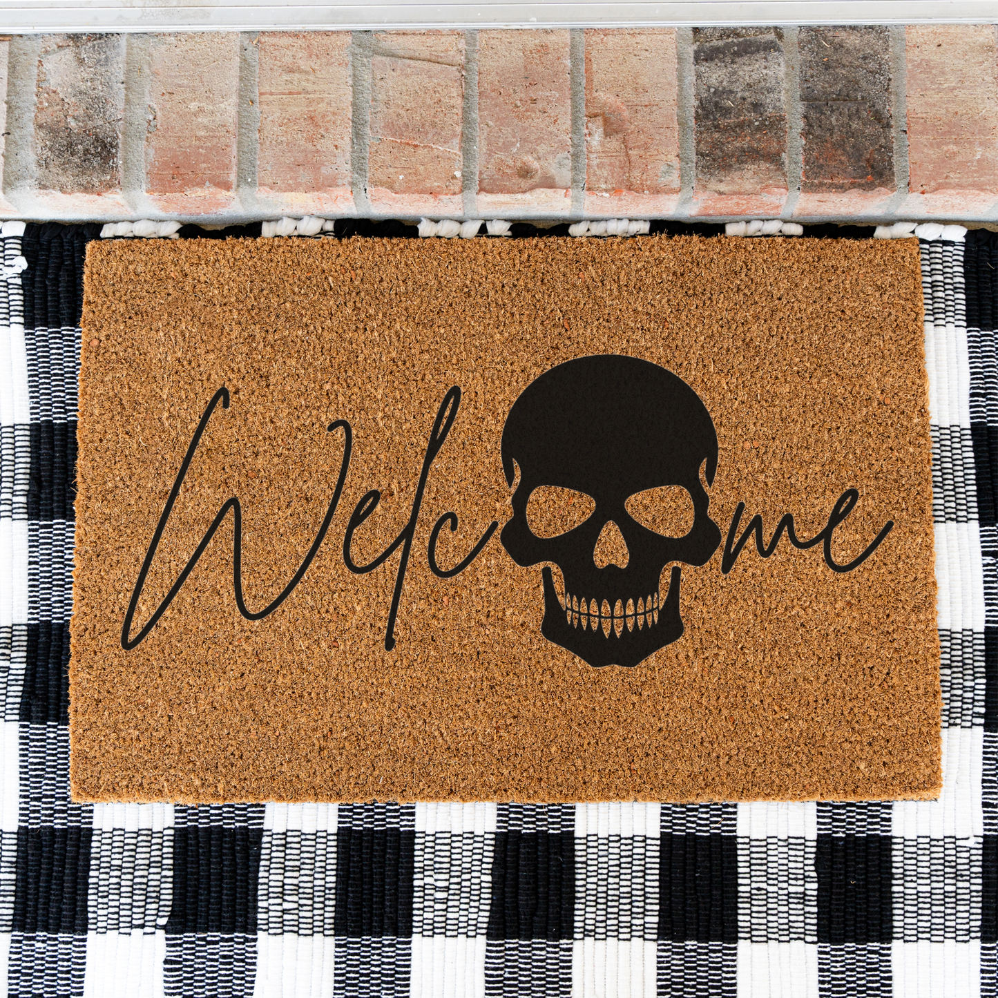 Welcome Skull Doormat | Gothic Halloween Welcome Mat | Spooky Front Door Mat | Skull Housewarming Gift | Gothic Home Decor | Fall Entry Rug