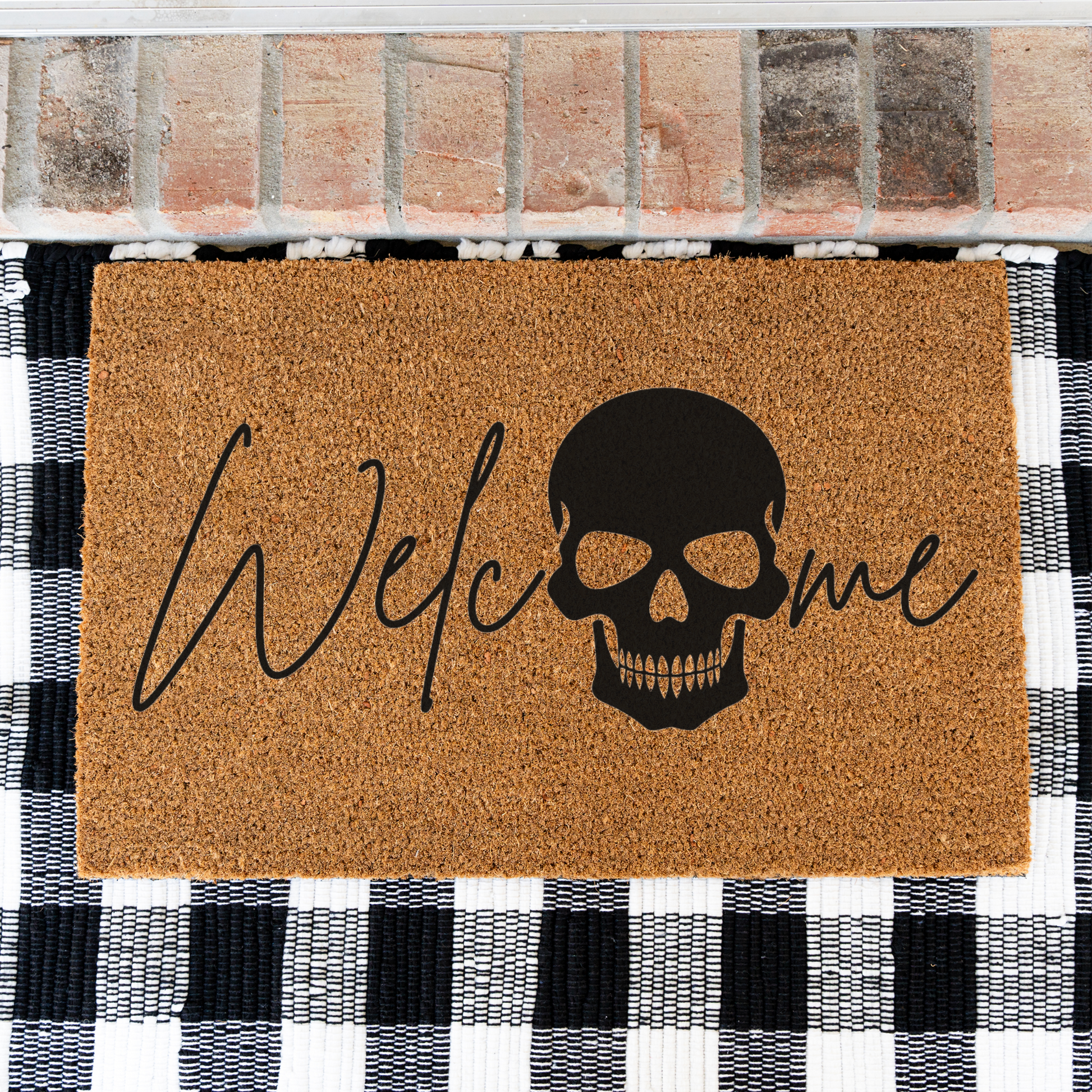 Welcome Skull Doormat | Gothic Halloween Welcome Mat | Spooky Front Door Mat | Skull Housewarming Gift | Gothic Home Decor | Fall Entry Rug