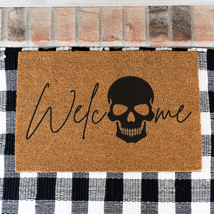 Welcome Skull Doormat | Gothic Halloween Welcome Mat | Spooky Front Door Mat | Skull Housewarming Gift | Gothic Home Decor | Fall Entry Rug