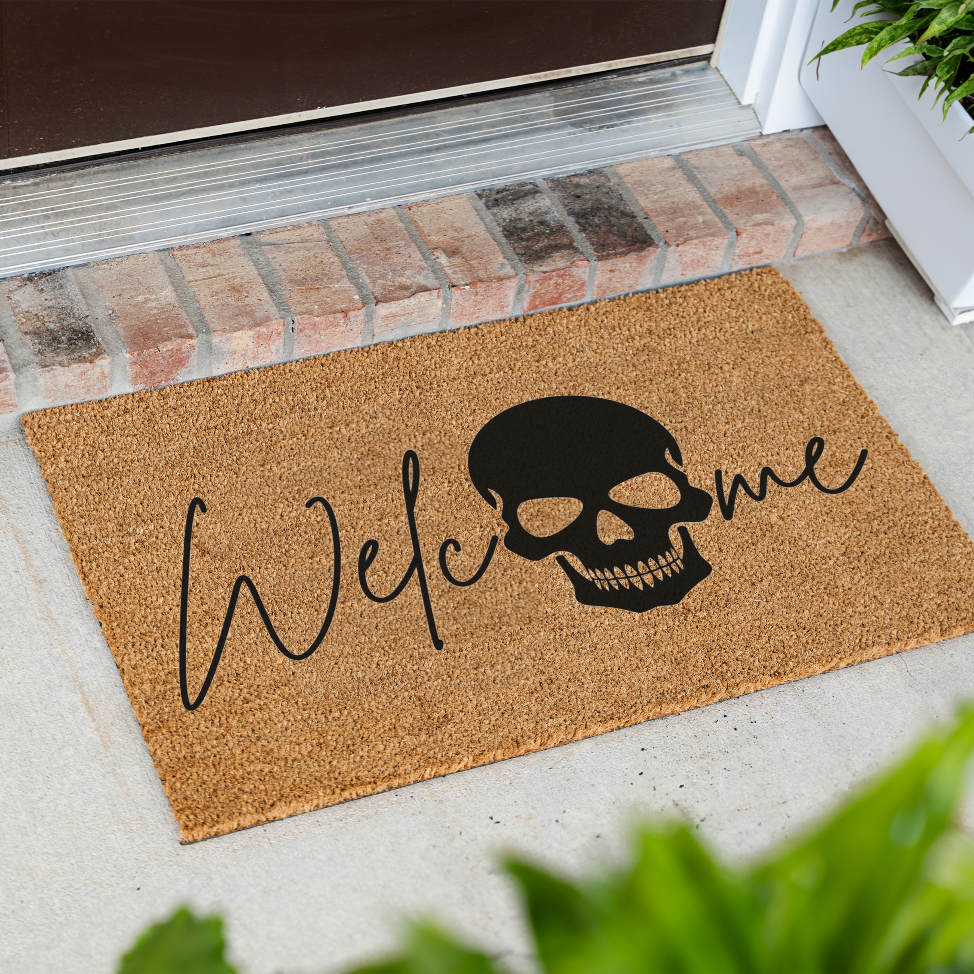 Welcome Skull Doormat | Gothic Halloween Welcome Mat | Spooky Front Door Mat | Skull Housewarming Gift | Gothic Home Decor | Fall Entry Rug