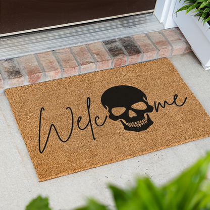 Welcome Skull Doormat | Gothic Halloween Welcome Mat | Spooky Front Door Mat | Skull Housewarming Gift | Gothic Home Decor | Fall Entry Rug